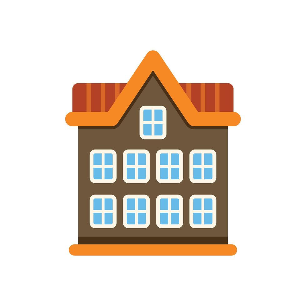 Traditional dutch house with gable roof and multiple windows vector