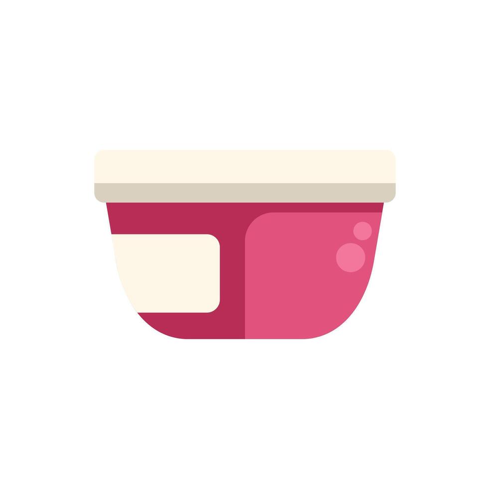 Pink plastic container with blank label for yogurt or dessert vector