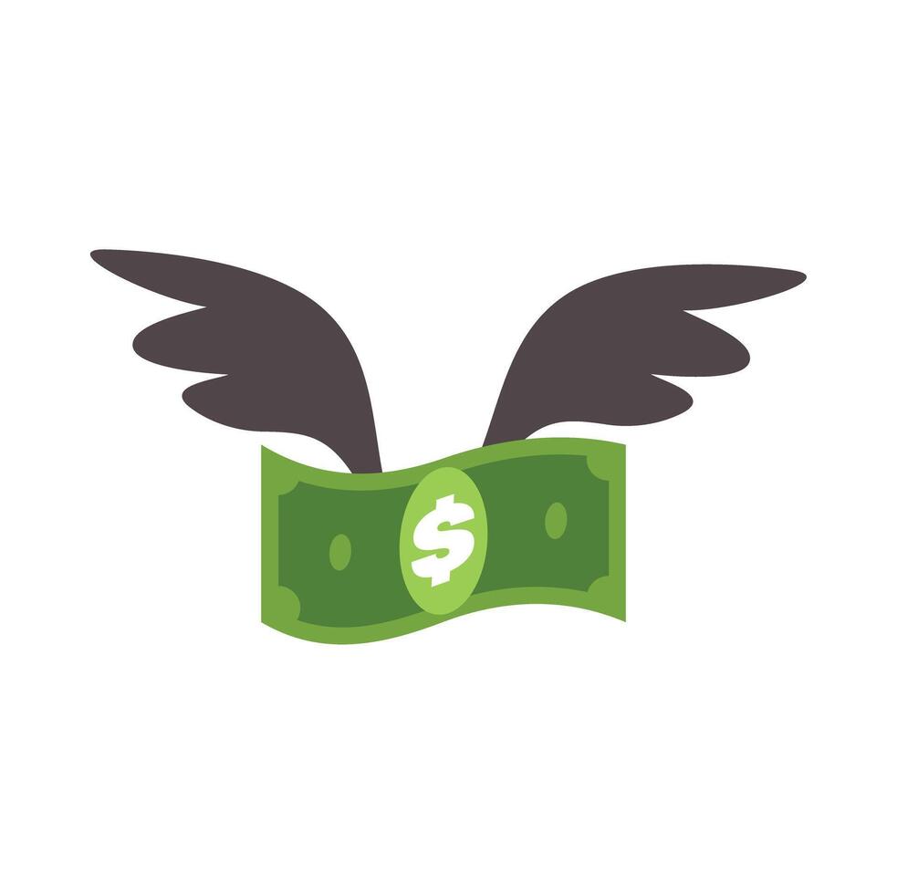 Flying money with wings taking off, representing financial freedom vector