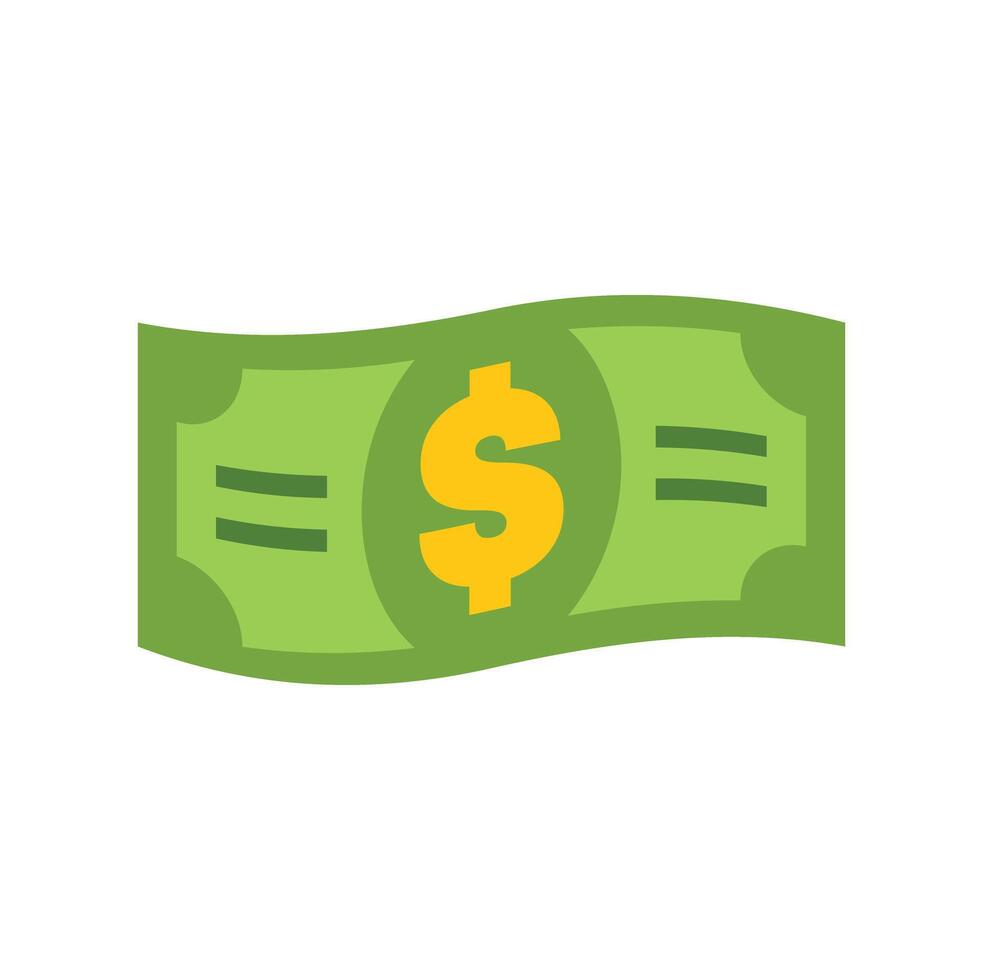 Waving green dollar bill representing american currency and wealth vector