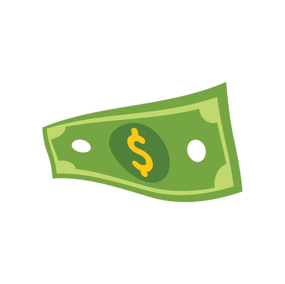 Flying dollar bill waving in the wind symbolizing wealth and finance vector