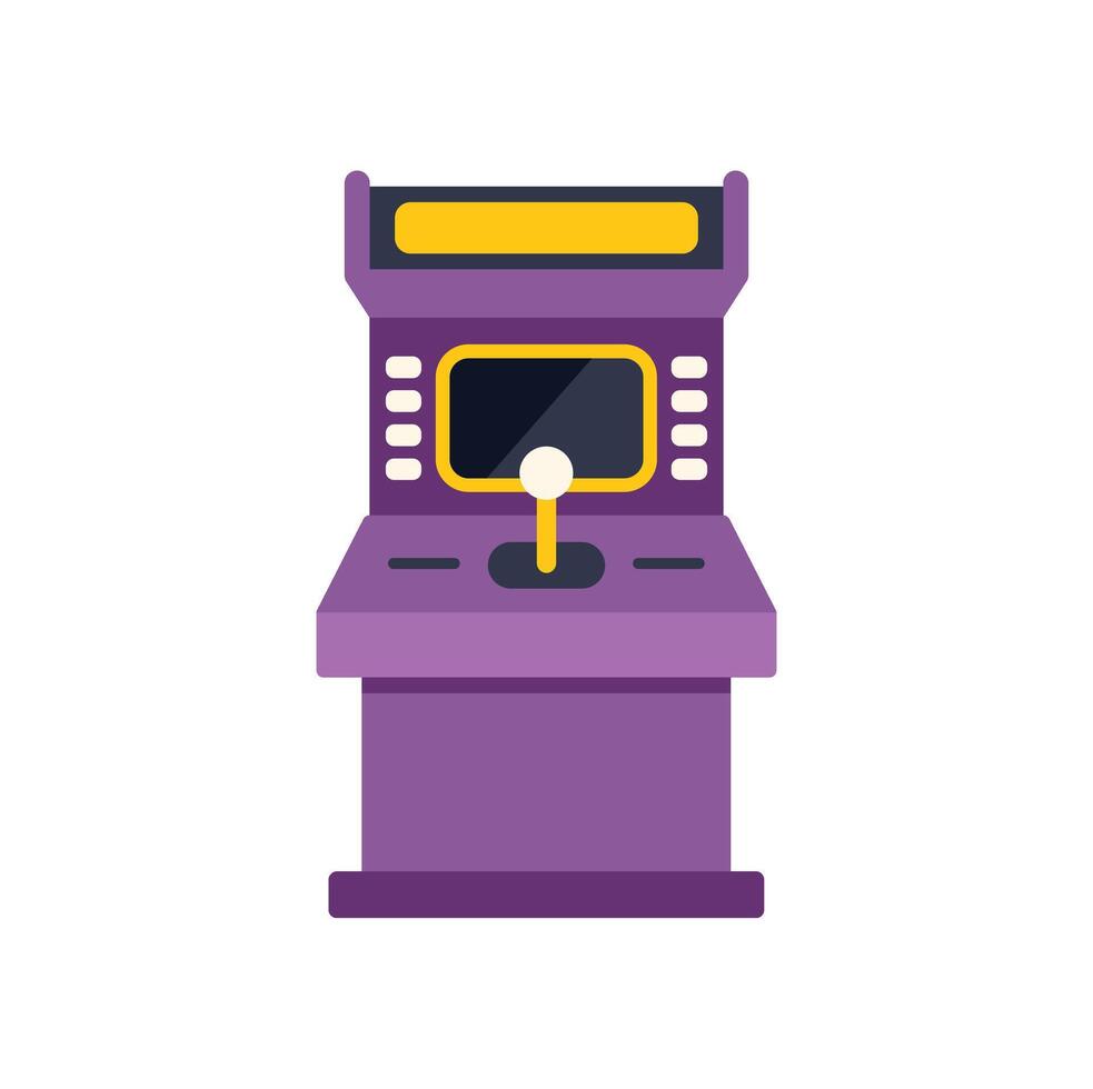 Purple arcade game machine standing on white background vector