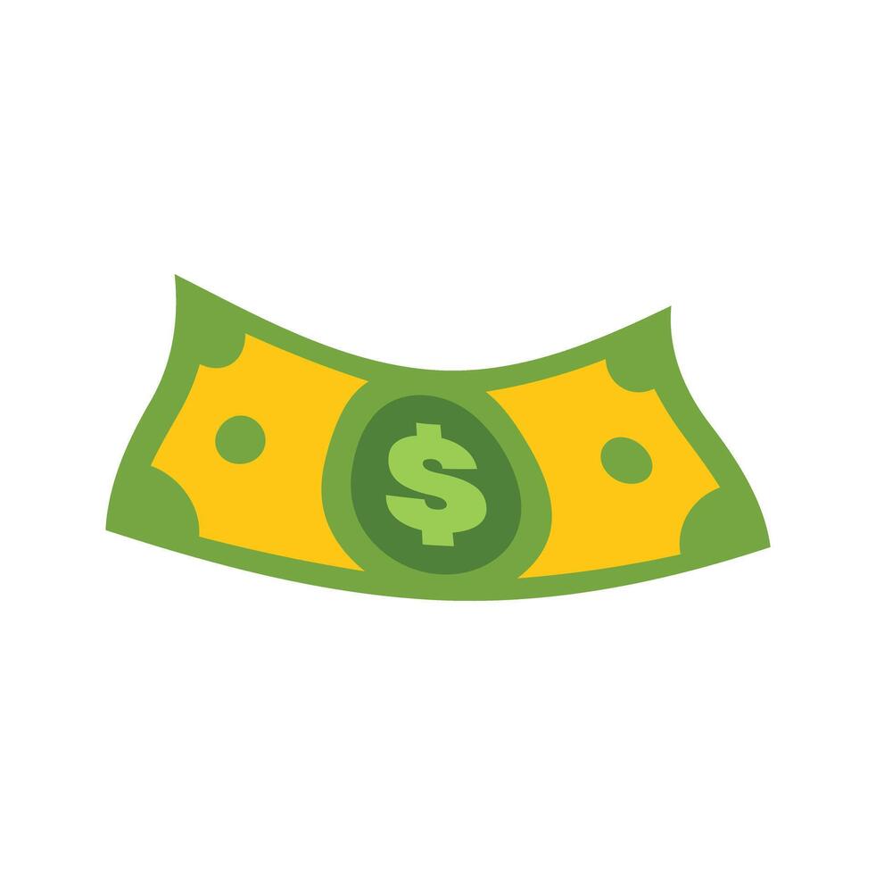 Wavy dollar bill floating on white background vector