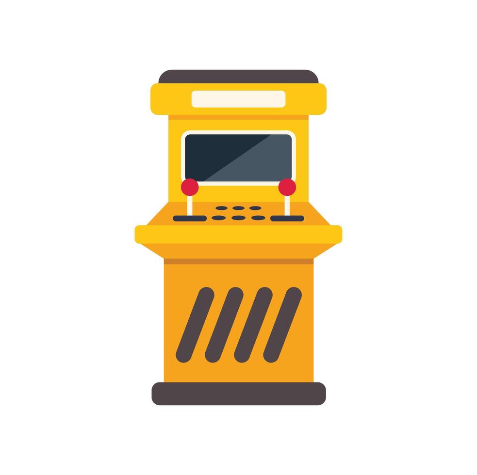 Yellow arcade machine standing on white background vector