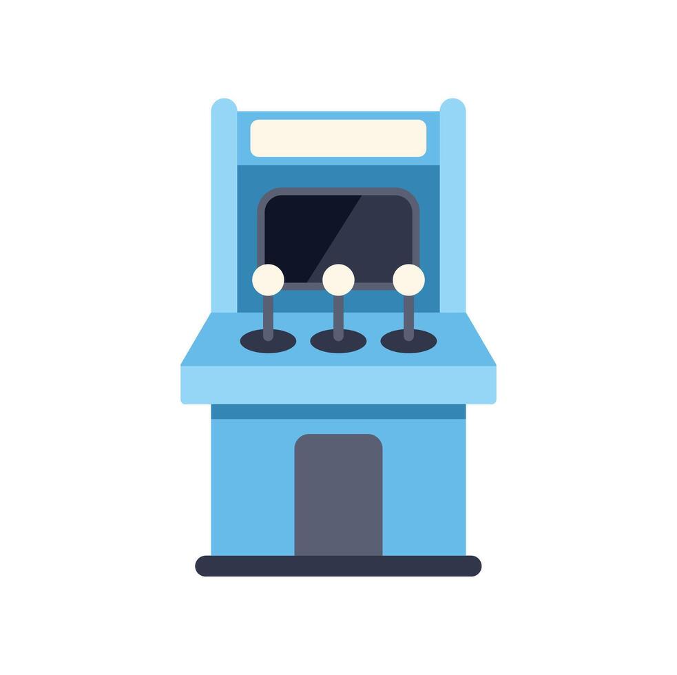Retro arcade game machine with joysticks and blank screen, representing entertainment and gaming vector