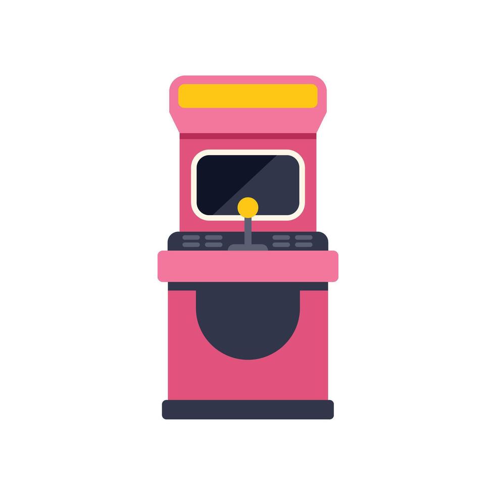 Pink arcade game machine with joystick and buttons vector