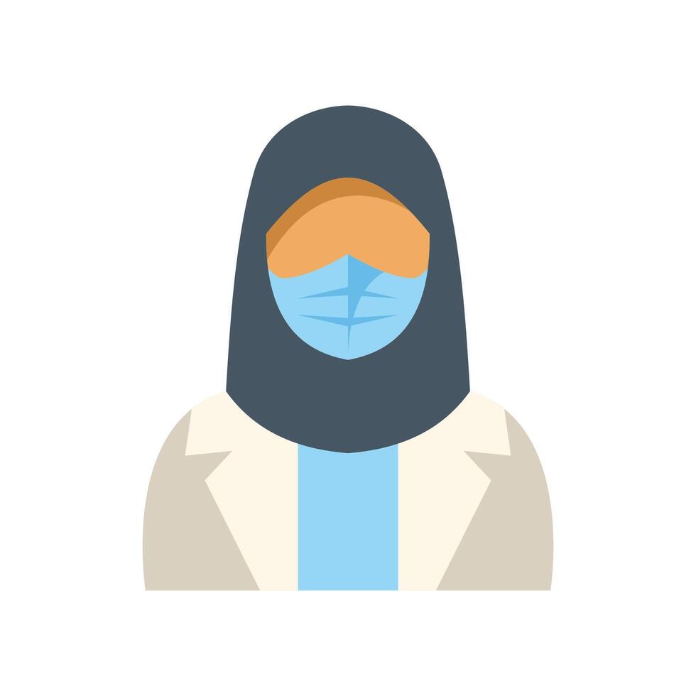 Muslim doctor wearing protective mask and hijab, healthcare professional combating disease vector