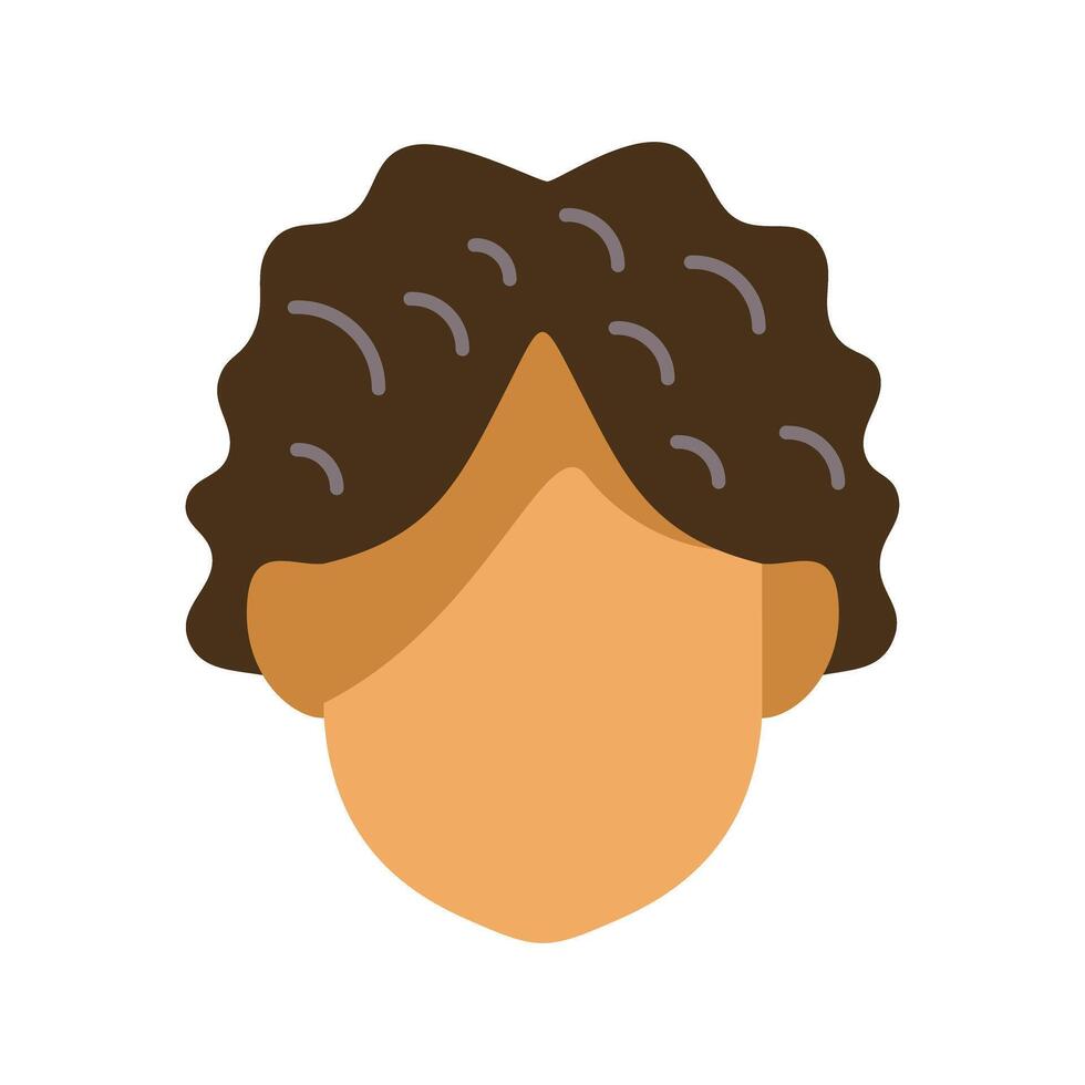 Faceless person character showing brown wavy hair and light skin vector