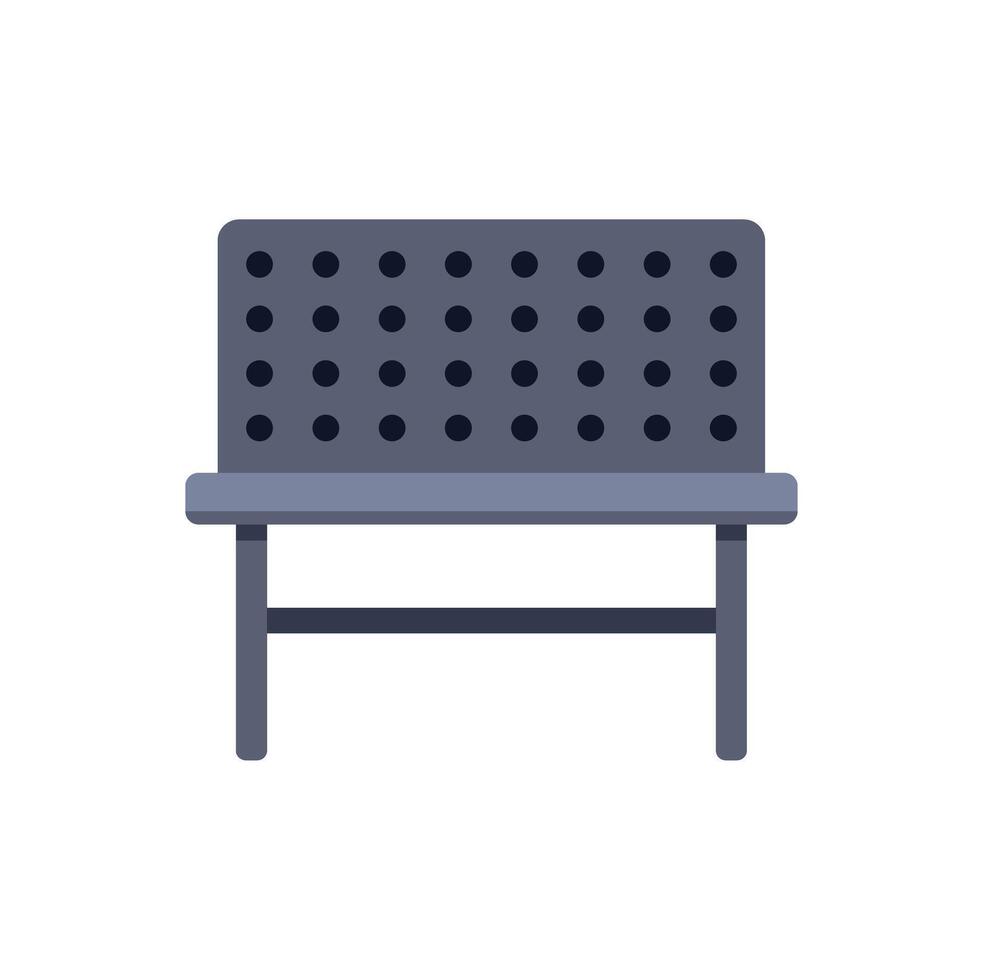 Empty metal bench with backrest in simple style vector