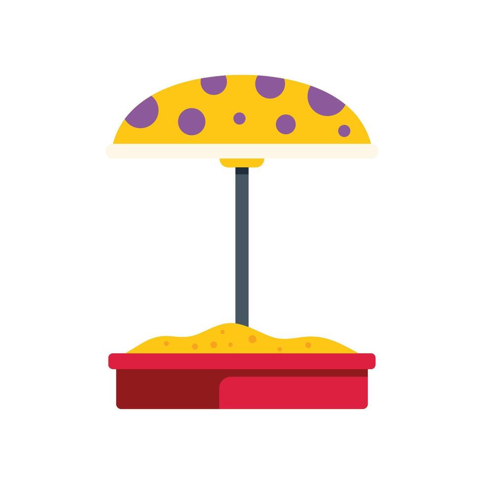 Sandbox with yellow umbrella protecting from sun in playground vector
