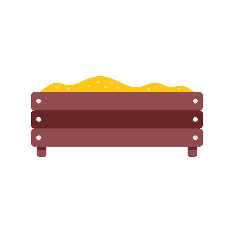 Wooden sandbox full of sand isolated on white background vector
