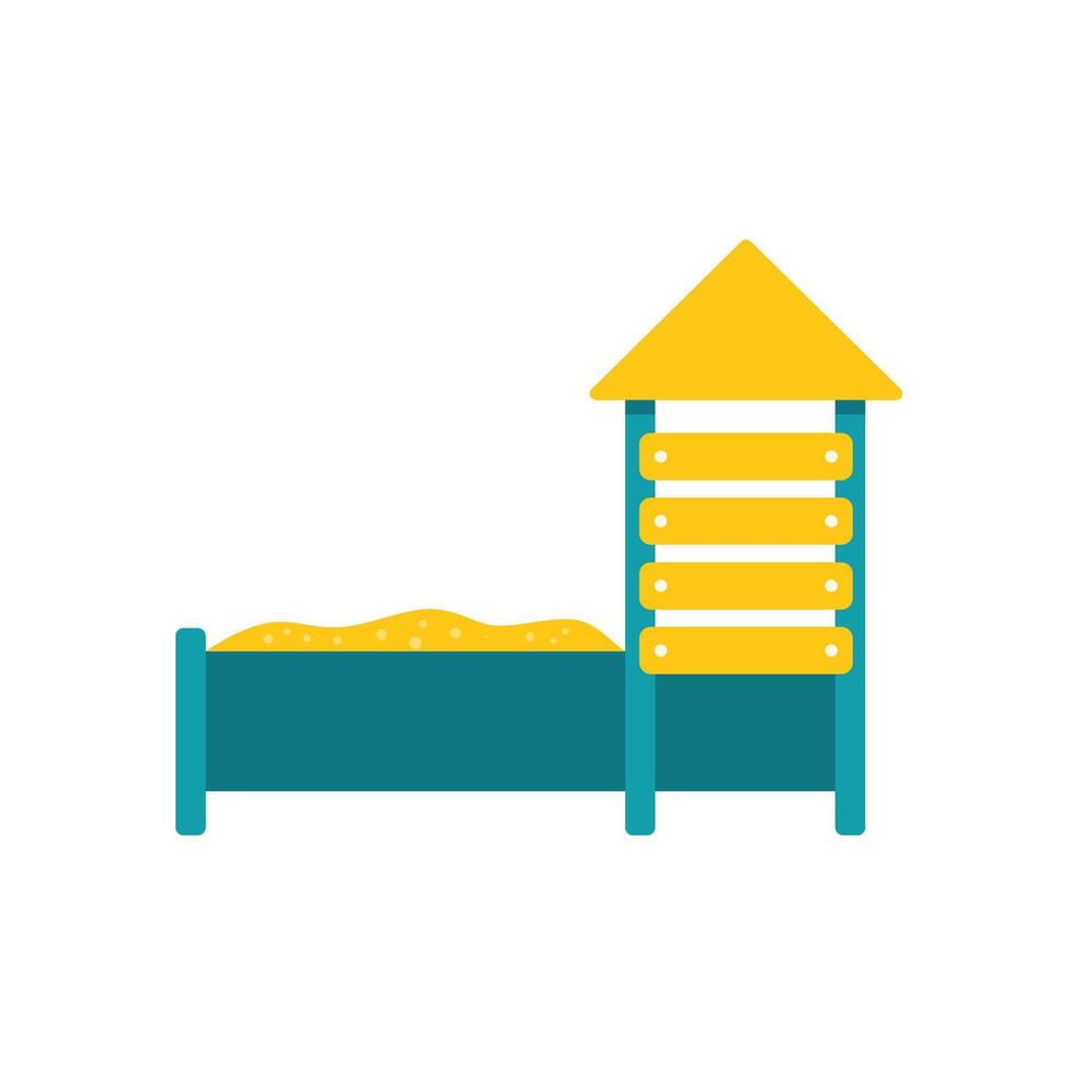 Sandbox with yellow roof and climbing ladder for children playground fun vector