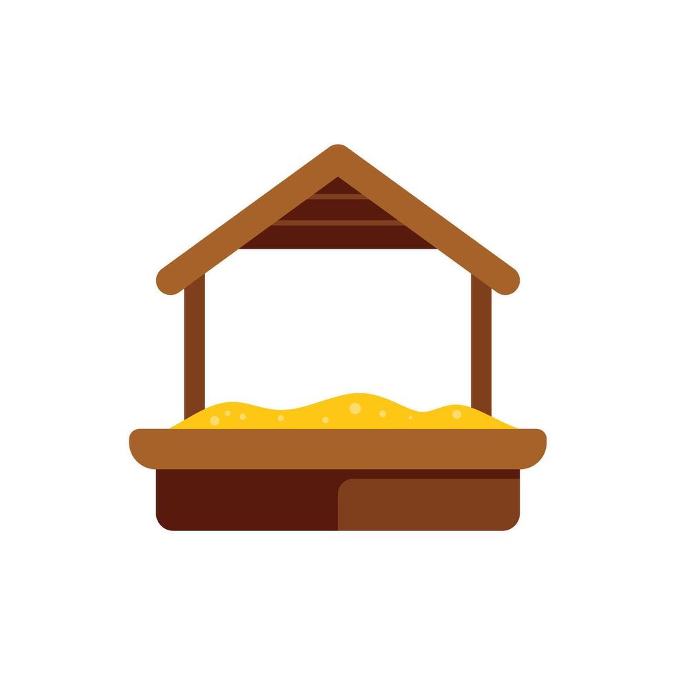 Wooden sandbox with roof providing shade on sunny day vector