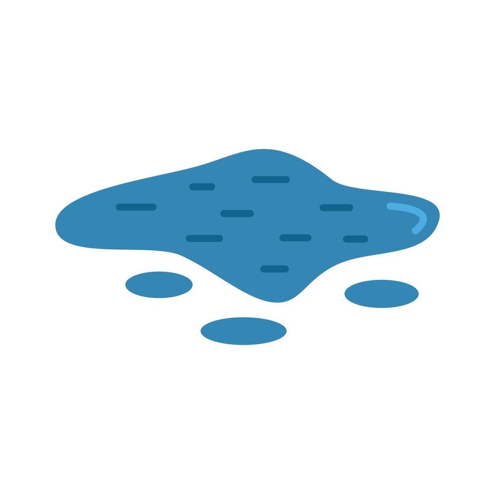 Water puddle reflecting light blue sky with small puddles around vector