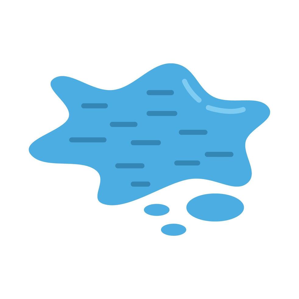 Blue spill spreading on white background with small drops vector