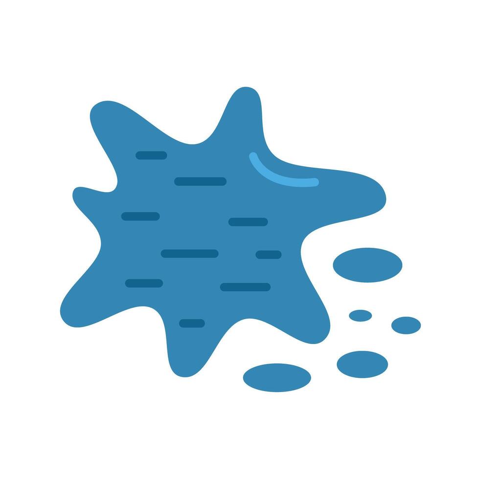 Blue spill spreading, creating a messy spot with drops vector