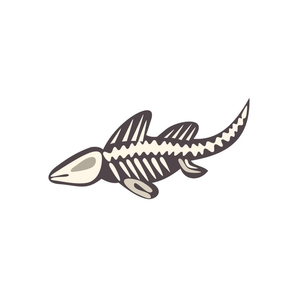 Prehistoric fish skeleton swimming in the ocean depths vector