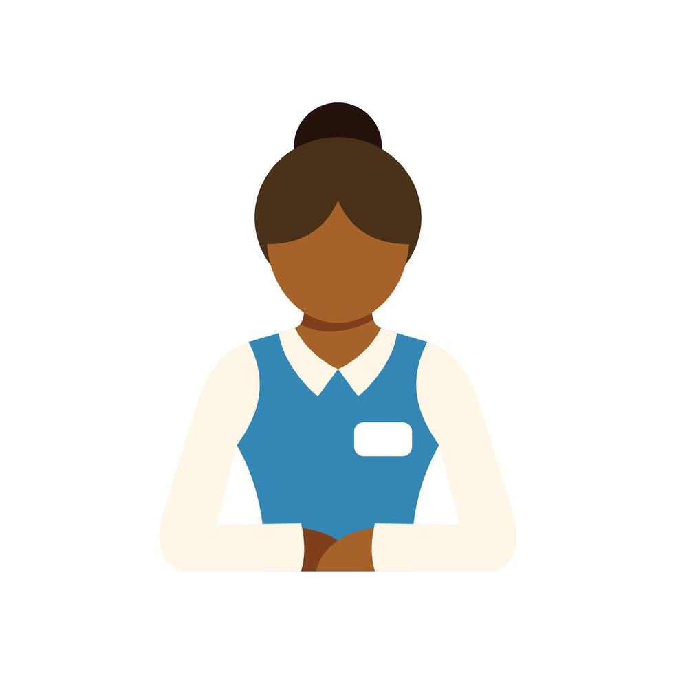 Polite hotel receptionist waiting with hands folded together vector