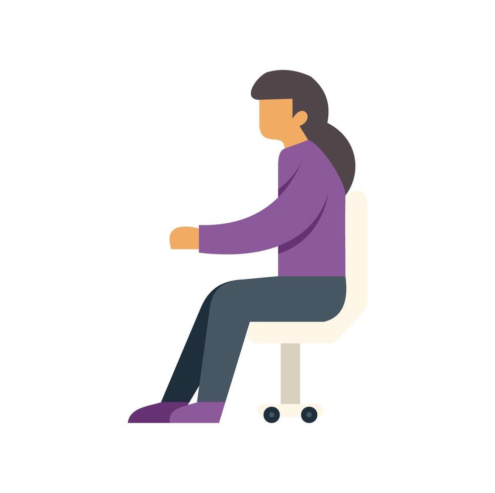 Woman sitting on modern office chair working on computer vector