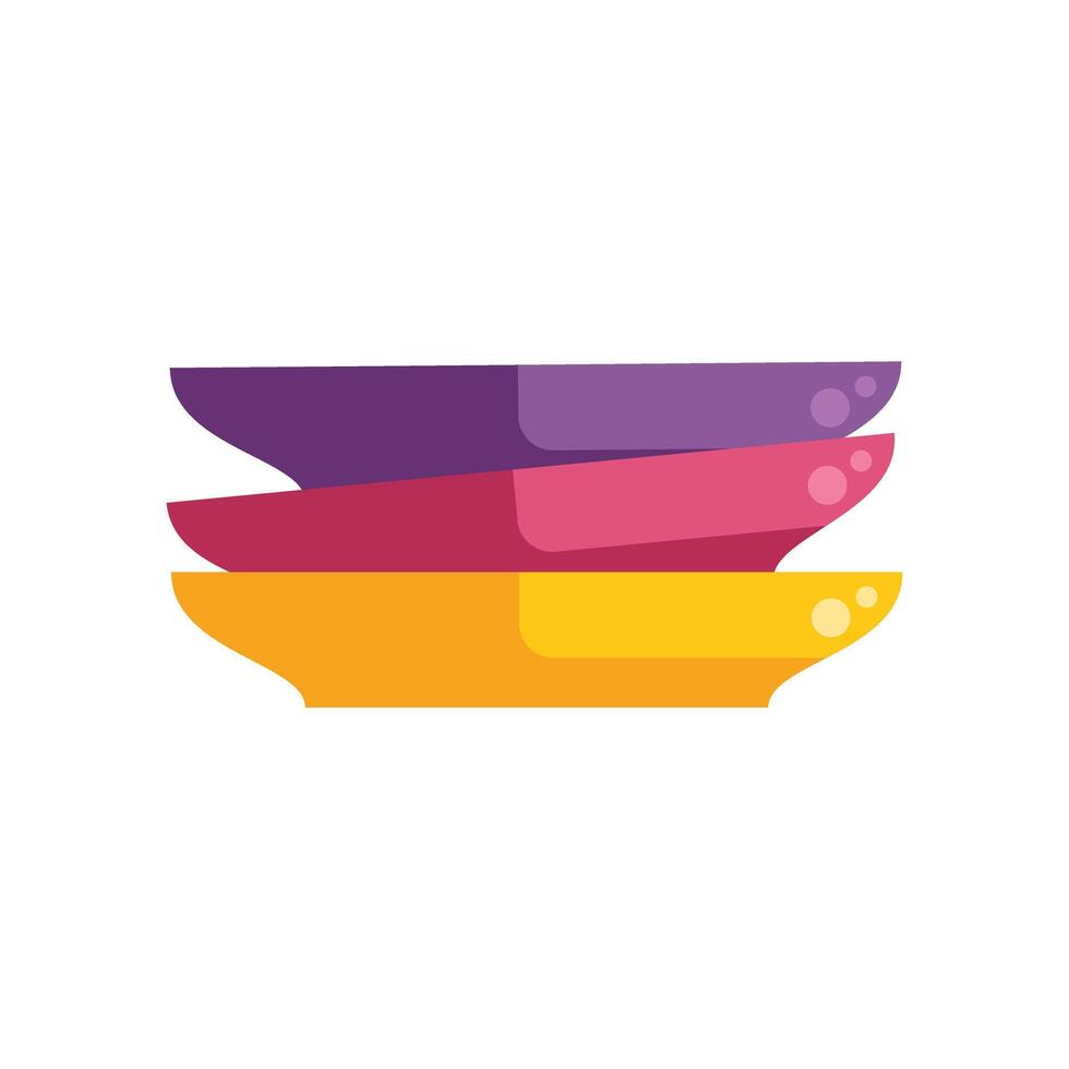 Stack of colorful empty plates creating a vibrant kitchenware display vector