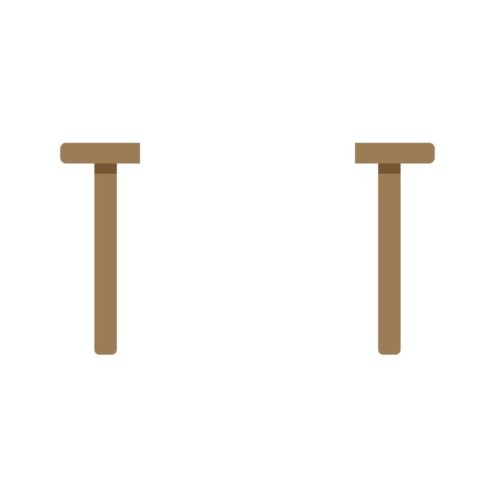 Two wooden crutches standing upright on white background vector
