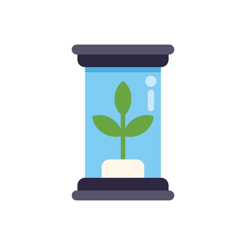 Small plant growing inside a test tube in laboratory experiment vector
