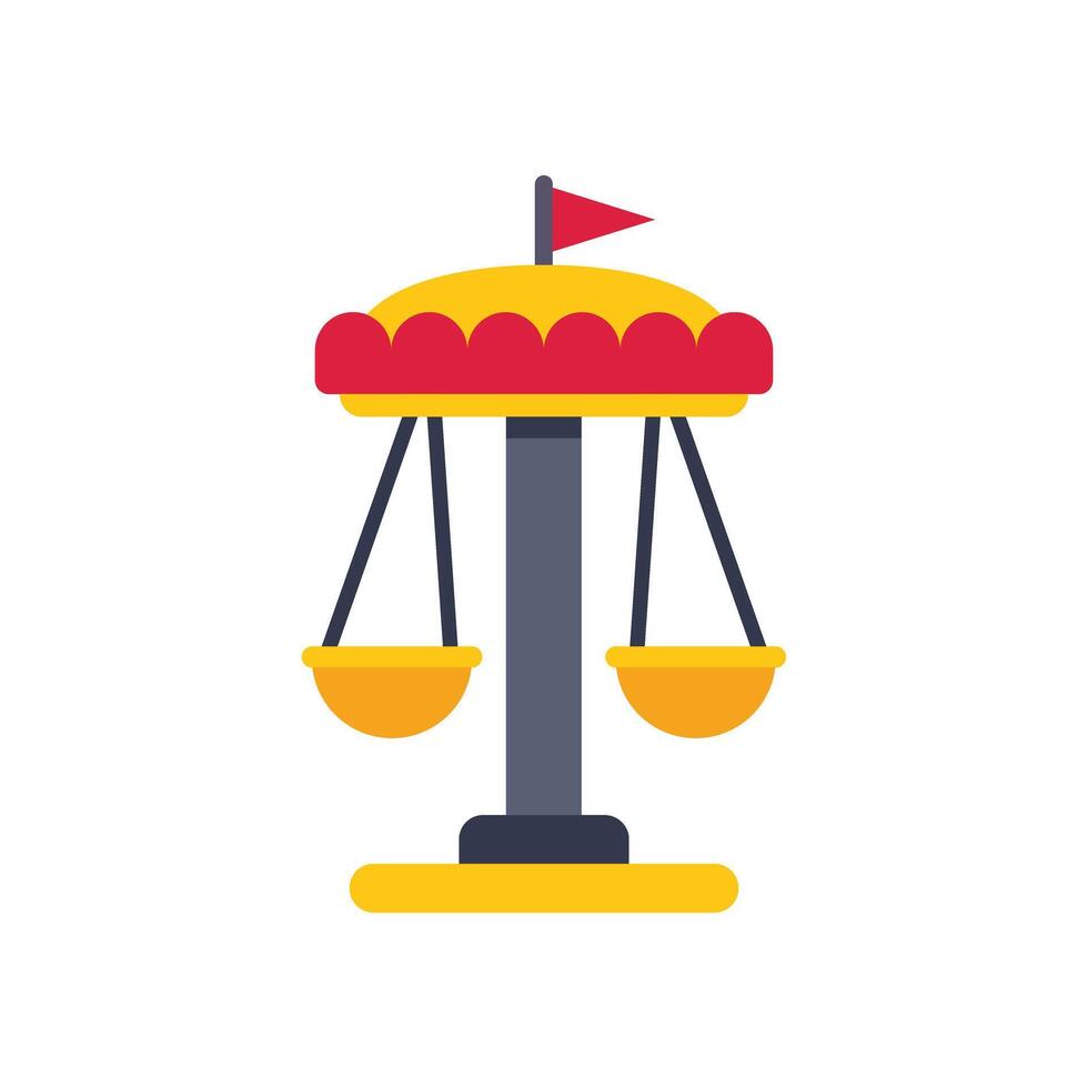 Swing ride with red and yellow roof waving flag in amusement park vector