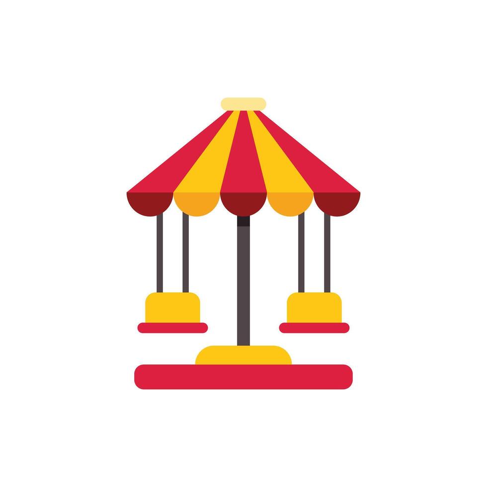 Swing ride with red and yellow awning in amusement park vector