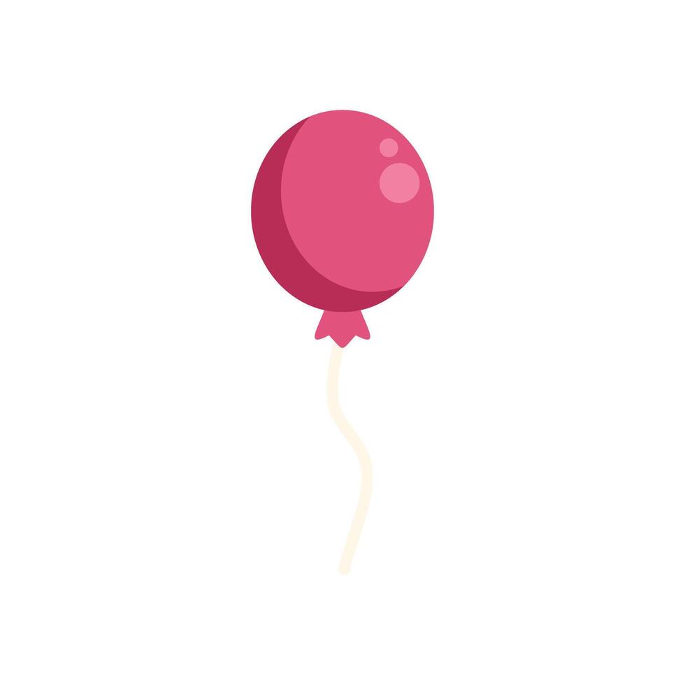 Single pink balloon floating with white string on white background vector