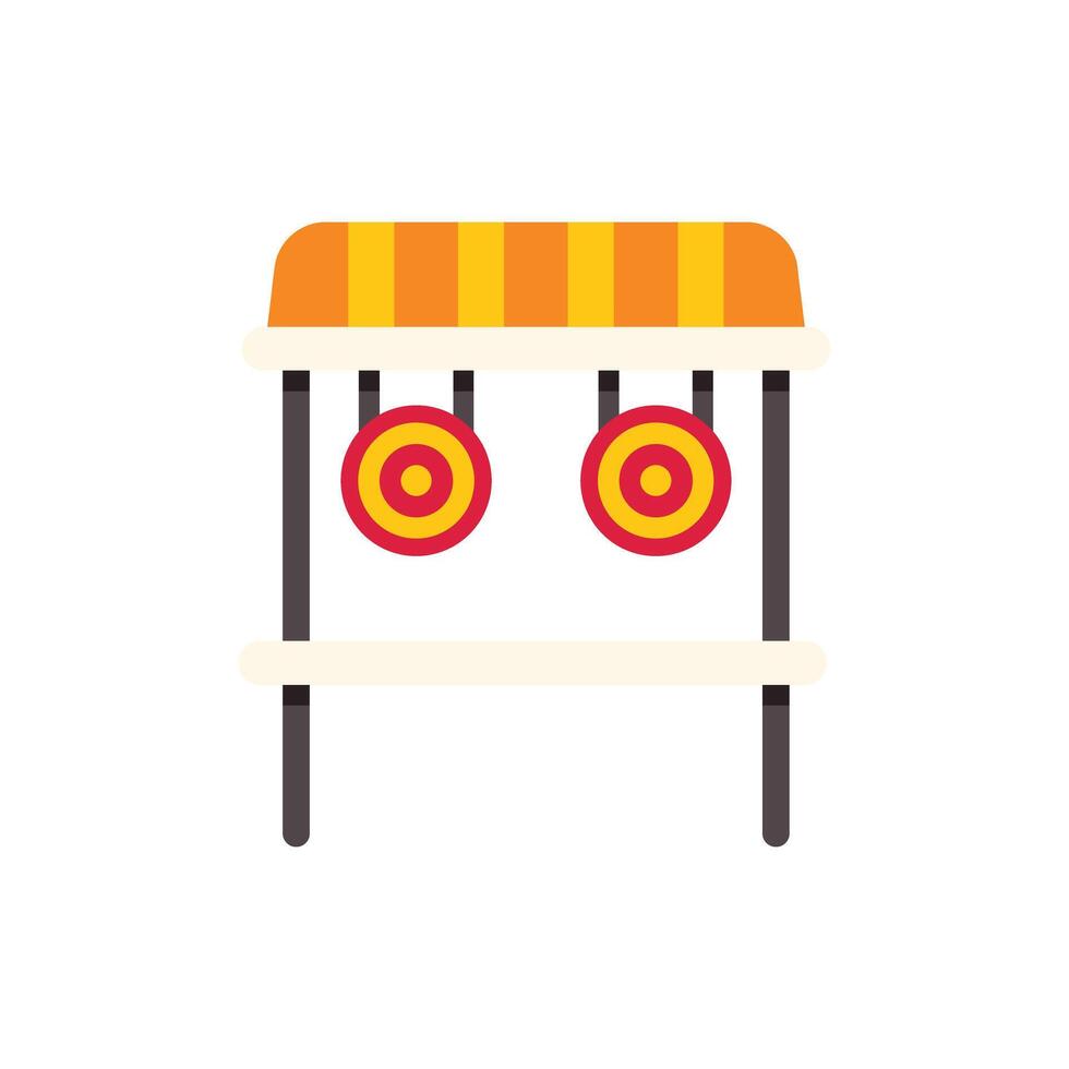 Shooting gallery stand with two round targets hanging and waiting for players vector