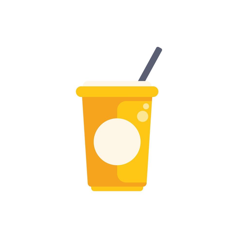 Disposable paper cup with straw containing refreshing fizzy drink vector