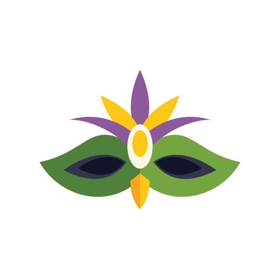 Green and purple mardi gras mask with flower decoration representing festive celebration vector