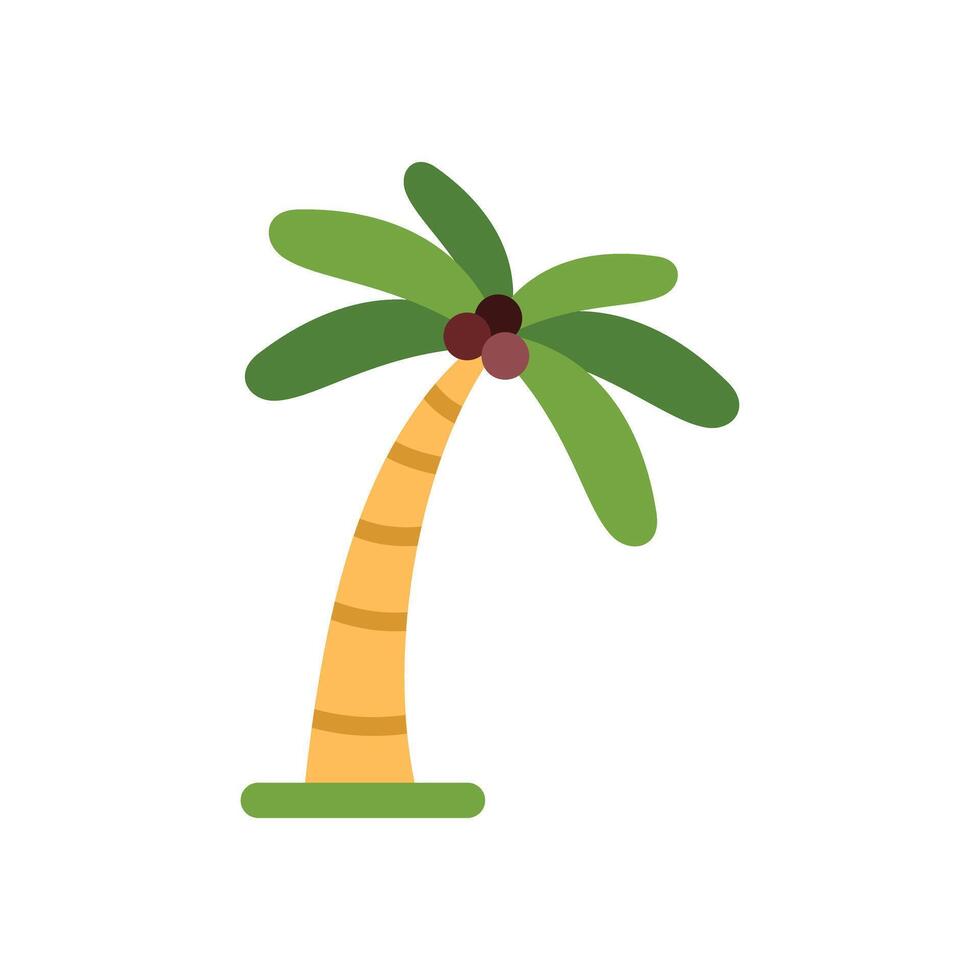 Cartoon coconut palm tree growing on tropical island vector