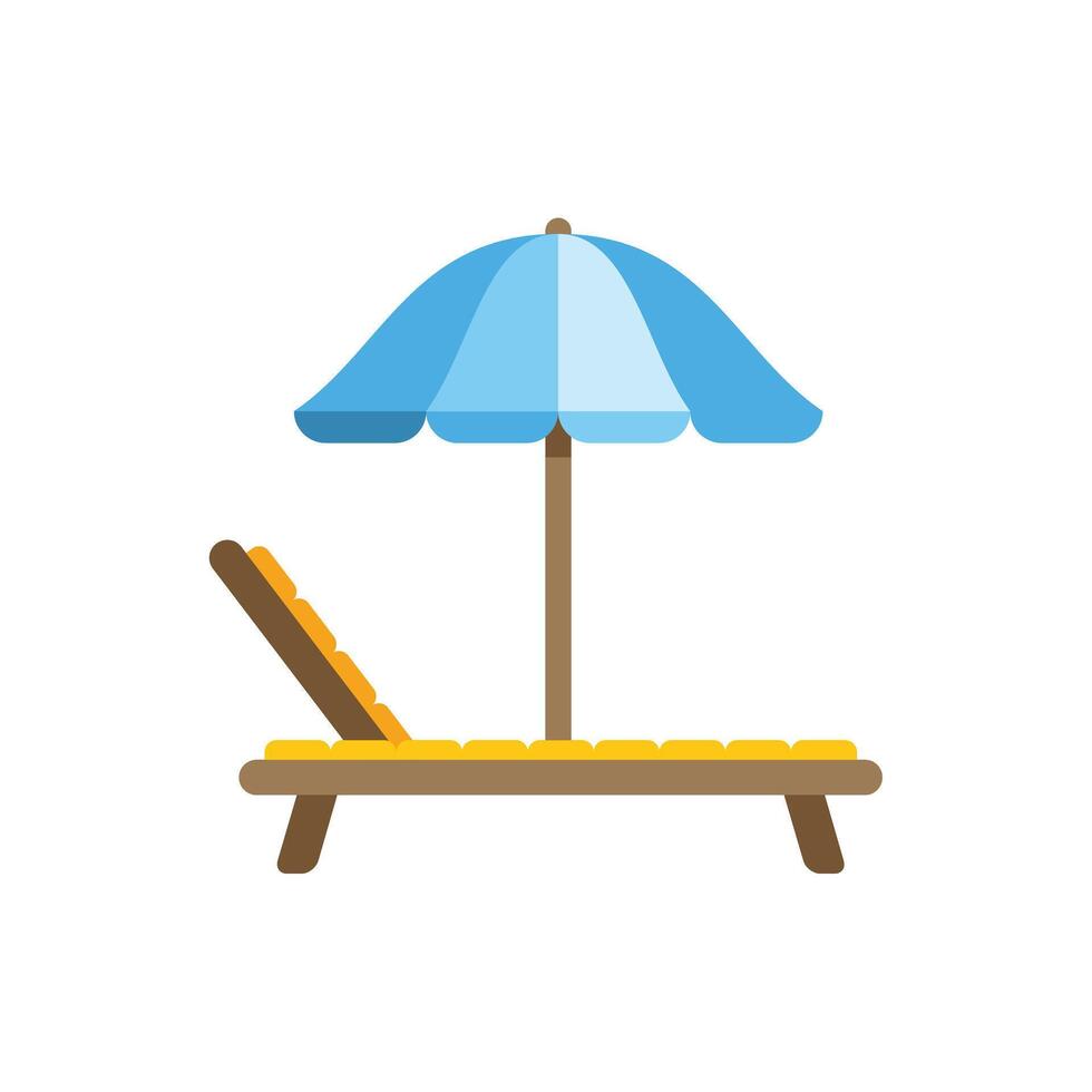 Beach umbrella providing shade to sunbed on white background vector