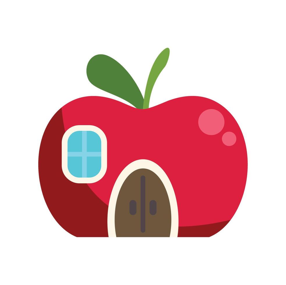 Red apple shaped fantasy house with window and door vector