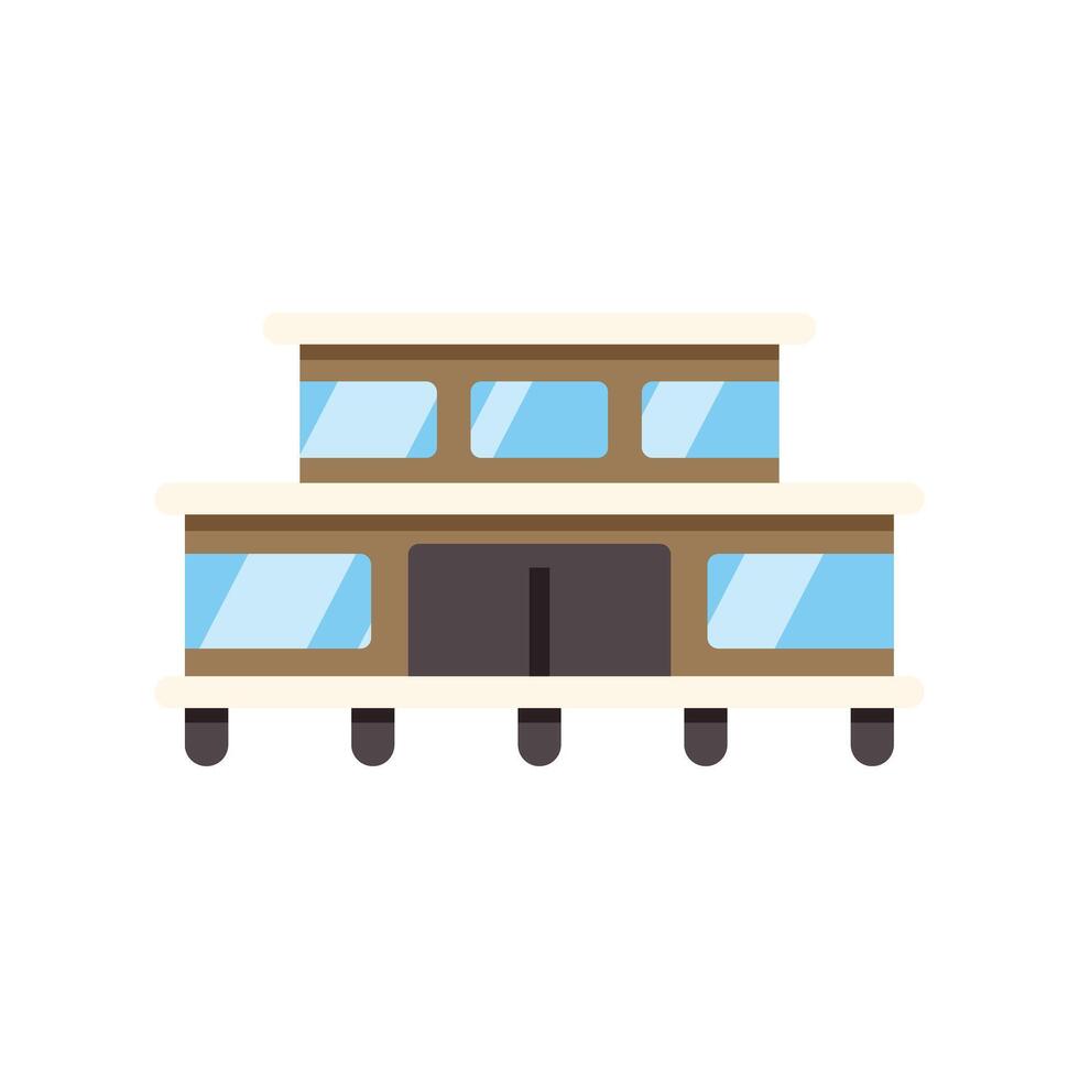 Modern building with large windows and elevated structure vector