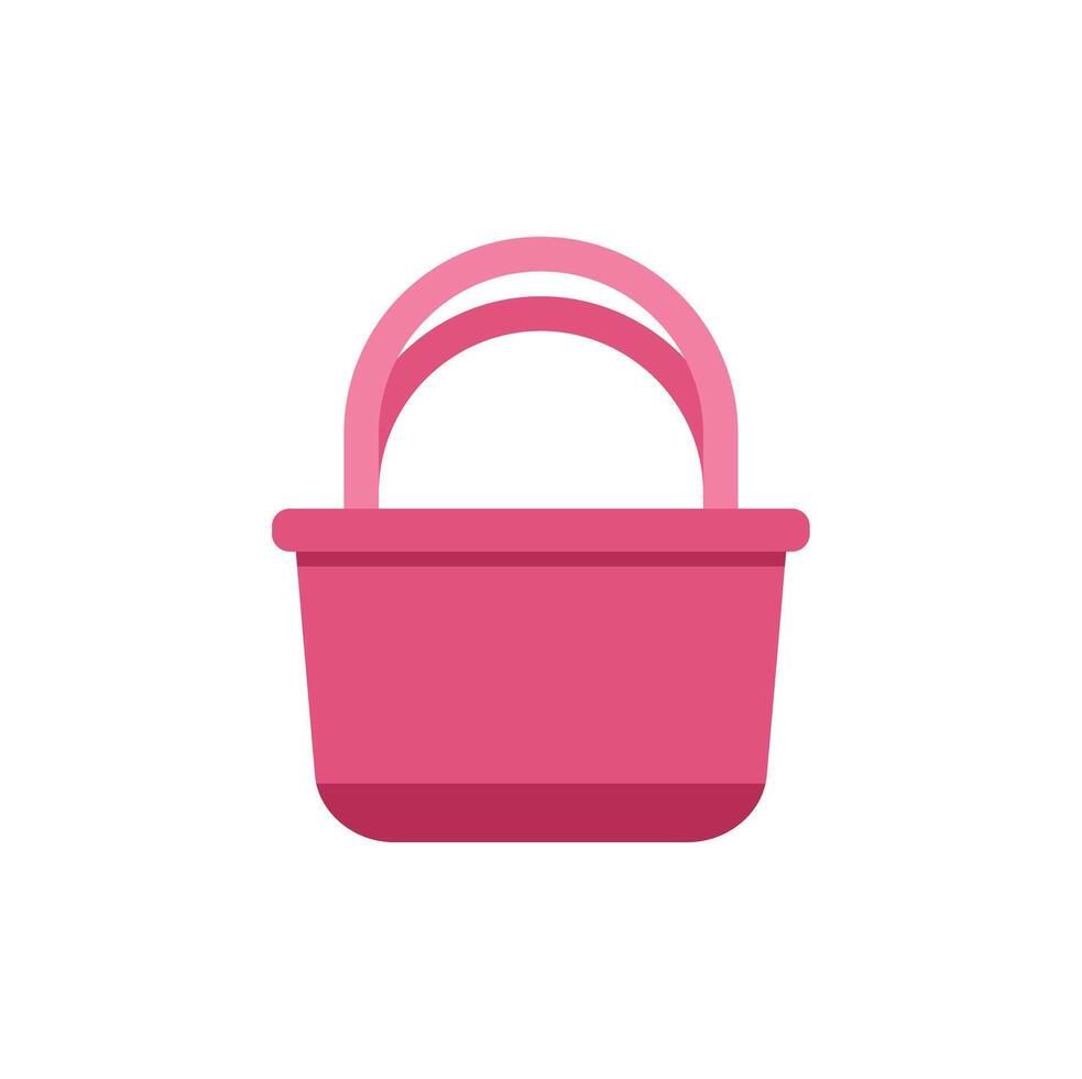 Pink plastic shopping basket with handle isolated on white background vector