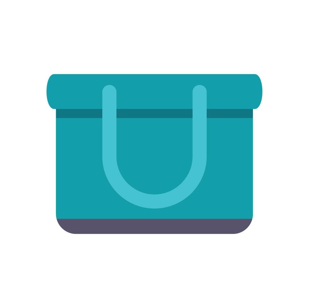 Turquoise shopping bag with handles and rounded edges representing retail and consumerism vector