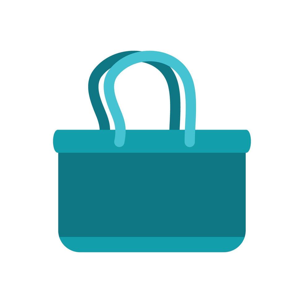 Turquoise shopping bag with handles representing consumerism and retail vector