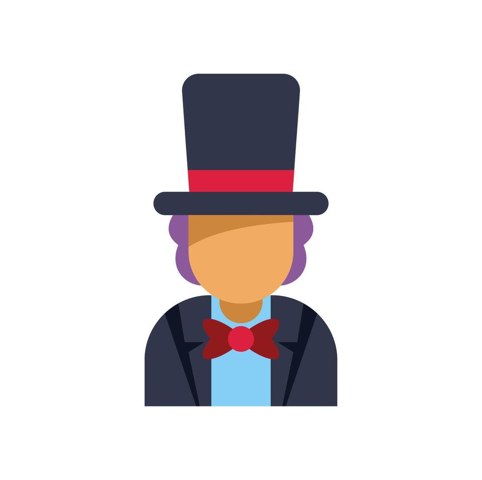 Magician wearing top hat bow tie and suit performing magic trick vector