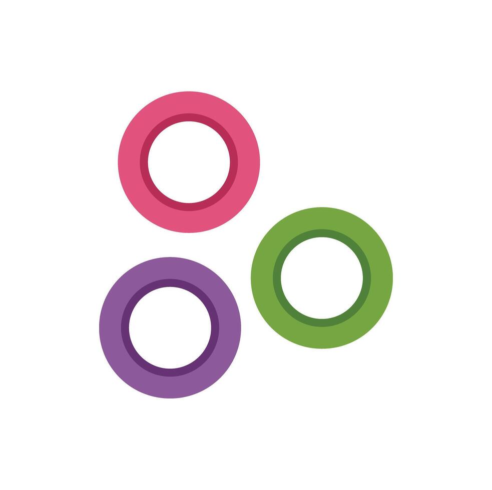 Three colorful interlocking circles creating abstract design vector