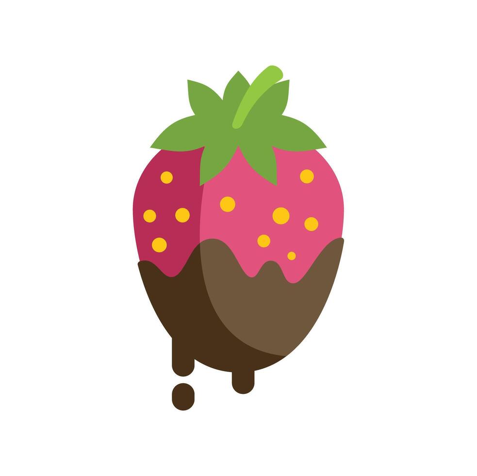 Delicious chocolate covered strawberry dripping on white background vector