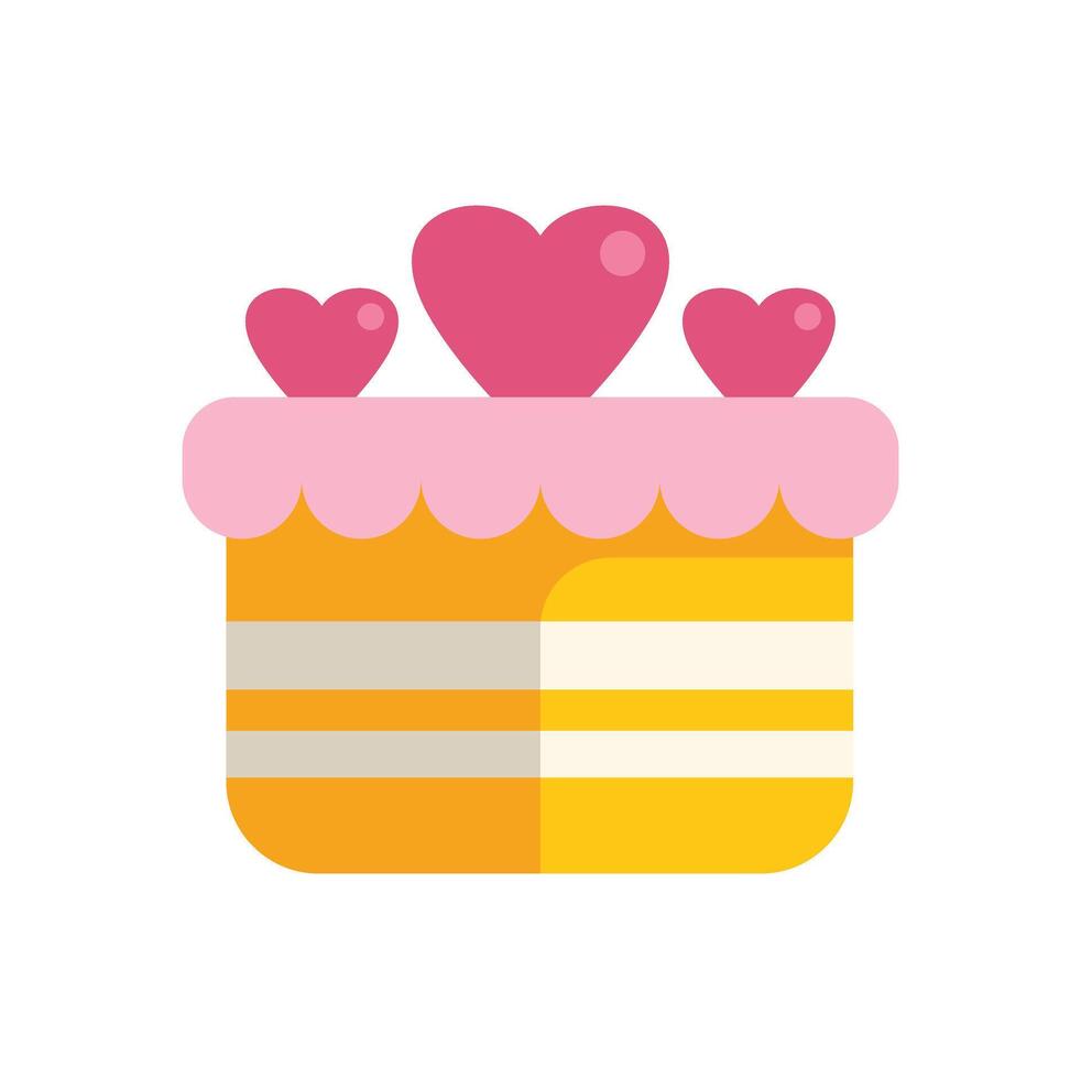 Delicious layered cake decorated with pink hearts for valentine's day vector