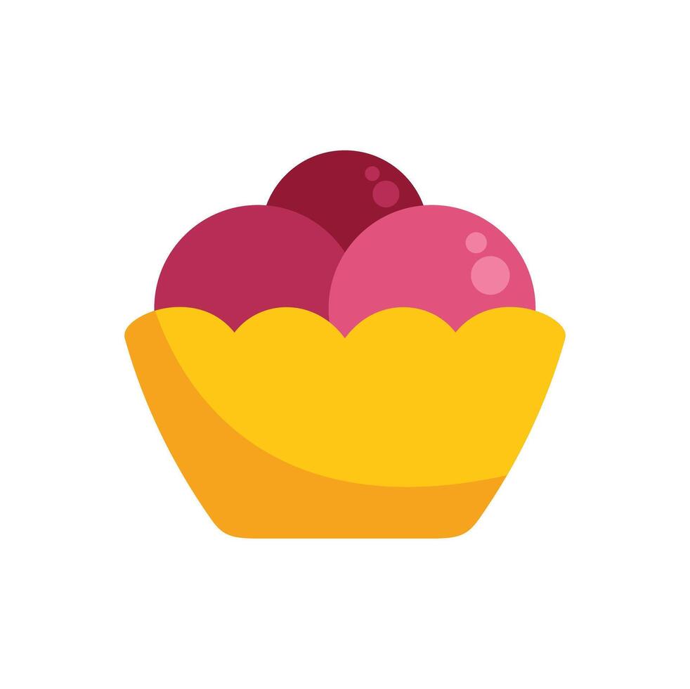 Delicious ice cream scoops resting in a yellow bowl vector