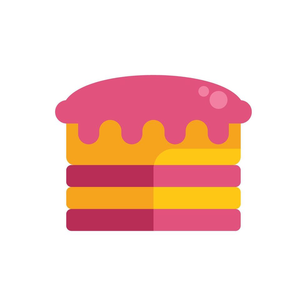 Delicious layered cake with pink frosting dripping down vector