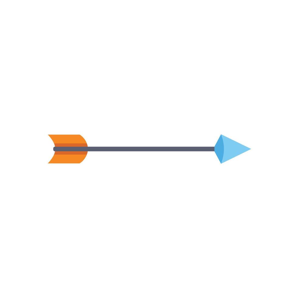 Straight arrow pointing right with orange feathers and blue tip vector