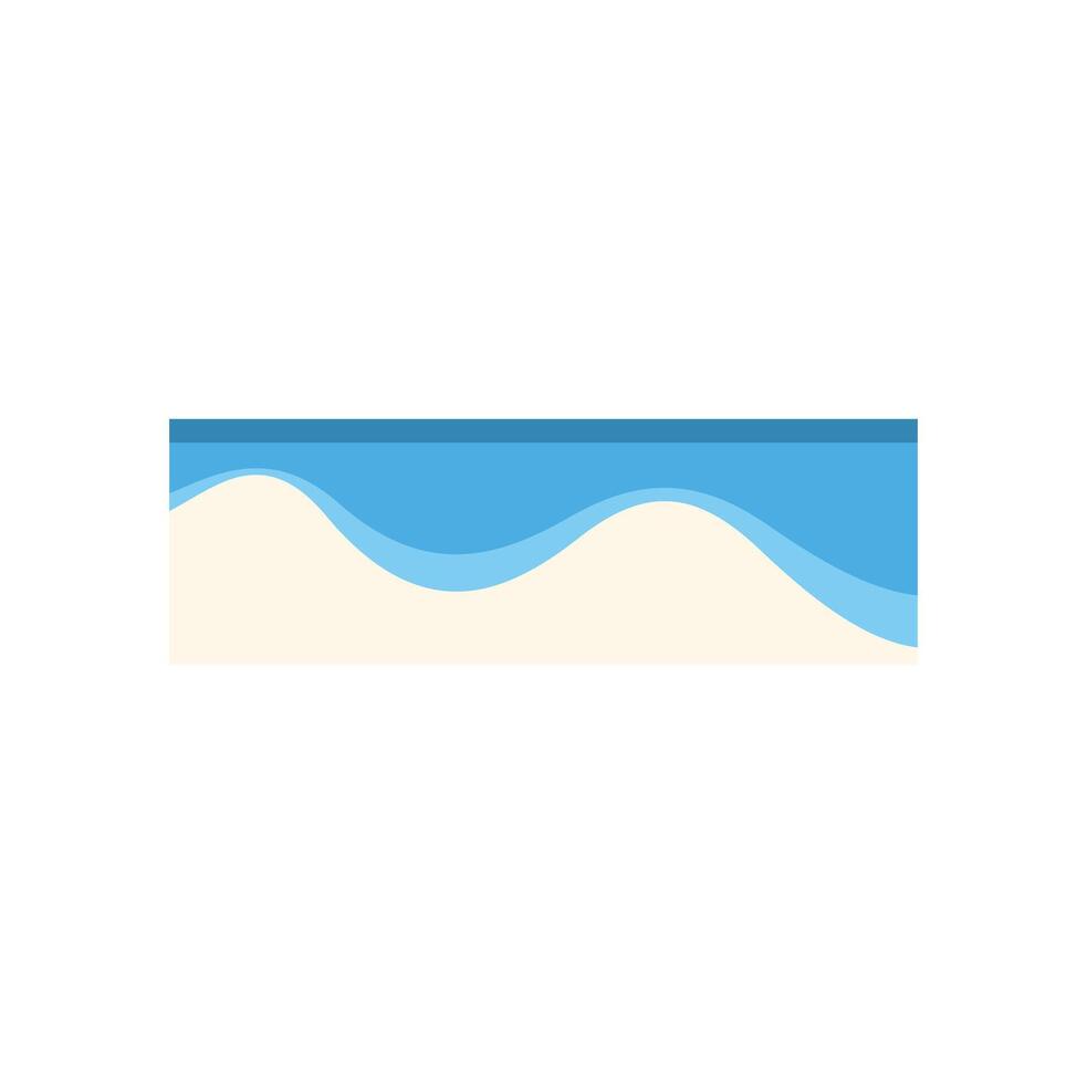 Blue water waves gently rolling over white sand beach minimalist illustration vector