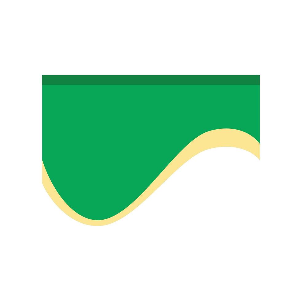 Green wavy banner with yellow border framing empty space vector
