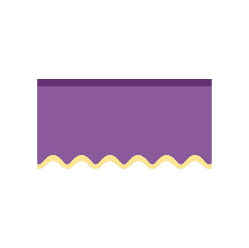 Purple rectangular tablecloth with wavy border draped over table vector