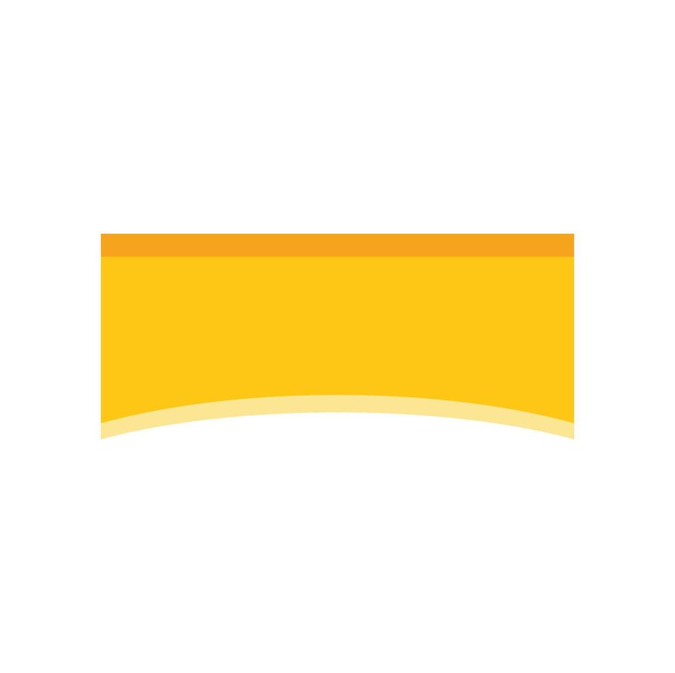 Yellow rectangular shape with curved bottom edge and orange top border vector